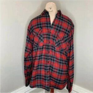 Coleman Flannel Long Sleeve Plaid Midweight Button Down Shirt Grunge Size Medium